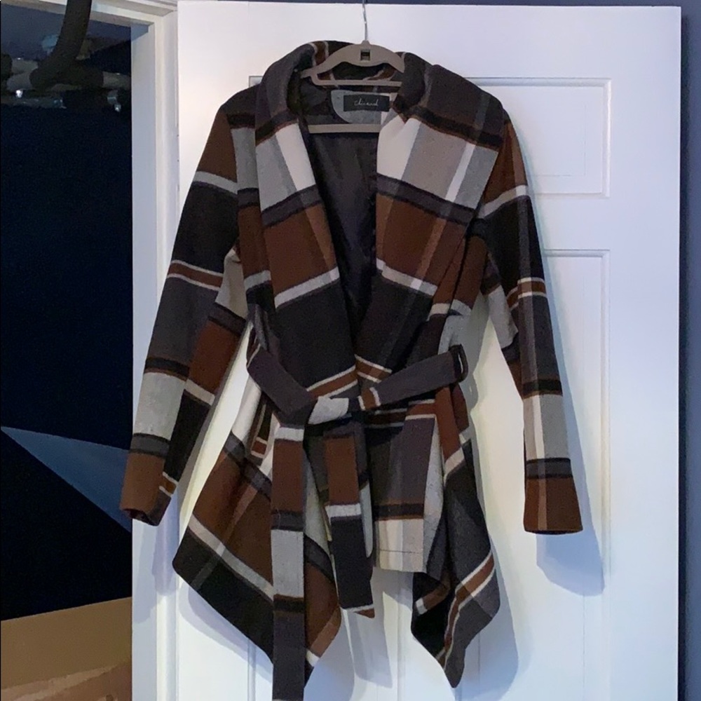 Plaid Belted Wrap Coat